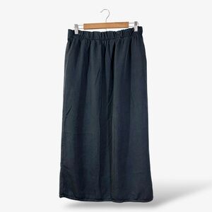 bryn Walker Black Maxi Skirt Size L Pull On Stretch Waist Split Casual Lagenlook